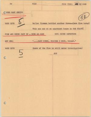 Primary view of object titled '[News Script: Dallas fire]'.