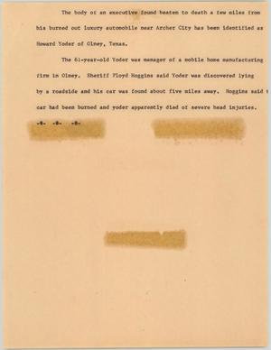 Primary view of object titled '[News Script: Body found]'.