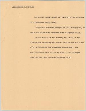 Primary view of object titled '[News Script: Albuquerque earthquake]'.