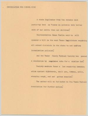 Primary view of object titled '[News Script: Immunization for school kids]'.