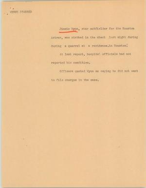 Primary view of object titled '[News Script: Wynn stabbed]'.