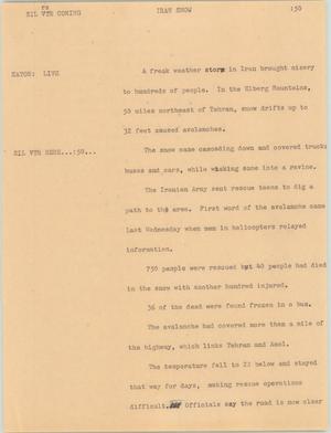 Primary view of object titled '[News Script: Iranian snow storm]'.