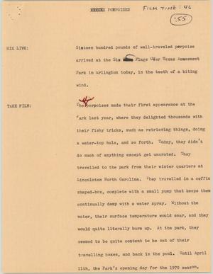 Primary view of object titled '[News Script: Porpoises]'.