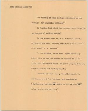 Primary view of object titled '[News Script: Drug pushers arrested]'.