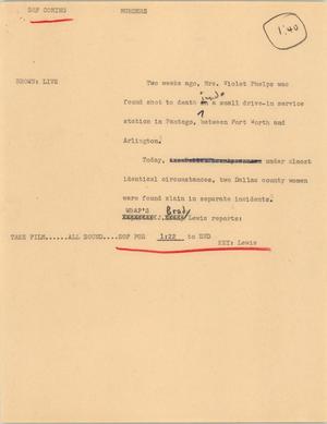 Primary view of object titled '[News Script: Murders]'.