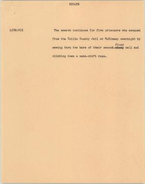 Primary view of object titled '[News Script: Escape]'.