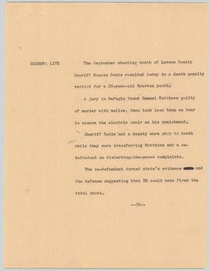 Primary view of object titled '[News Script: Sheriff shot]'.