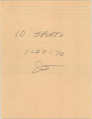 Primary view of object titled '[News Script: 10pm sports, January 27, 1970]'.