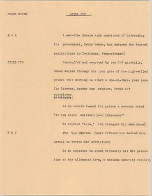 Primary view of object titled '[News Script: Bobby Baker]'.