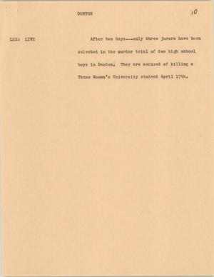 Primary view of object titled '[News Script: Denton]'.