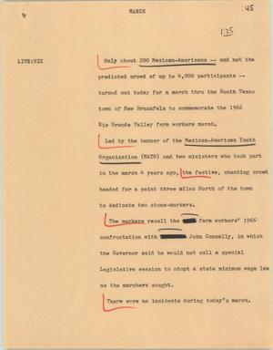 Primary view of object titled '[News Script: March]'.