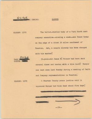 Primary view of object titled '[News Script: Harper]'.