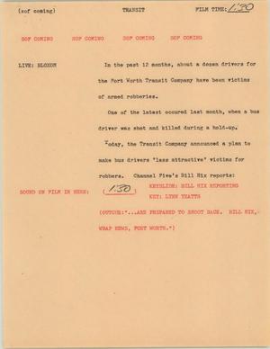 Primary view of object titled '[News Script: Transit]'.