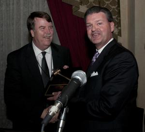 Primary view of object titled '[Darrell Coleman receiving an award]'.