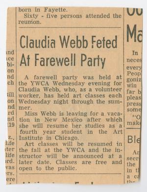Primary view of object titled '[Clipping: Claudia Webb Feted At Farewell Party]'.