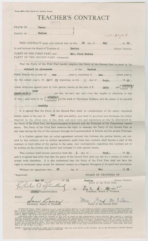 Primary view of object titled '[Teacher's contract for Mary McCain]'.