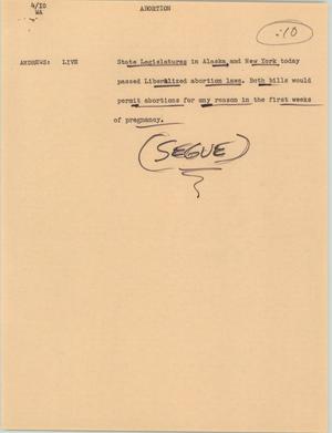 Primary view of object titled '[News Script: Abortion]'.