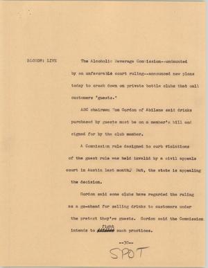 Primary view of object titled '[News Script:Alcoholic beverage comission]'.