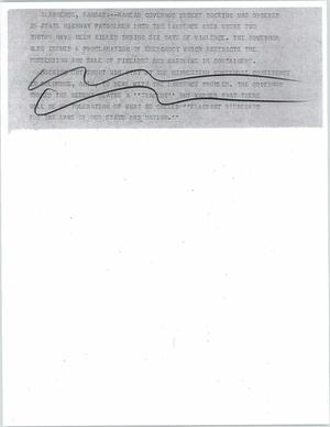 Primary view of object titled '[News Script: Governor issues proclamation of emergency]'.