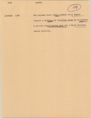 Primary view of object titled '[News Script: Scotus]'.