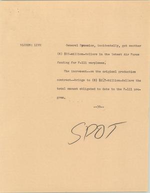Primary view of object titled '[News Script: General Dynamics]'.