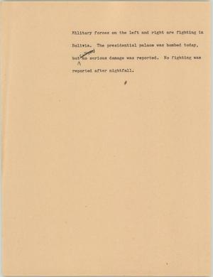 Primary view of object titled '[News Script: Fighting in Bolivia]'.