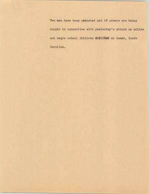 Primary view of object titled '[News Script: Attack on police and children]'.