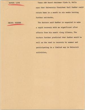 Primary view of object titled '[News Script: President Rudder]'.