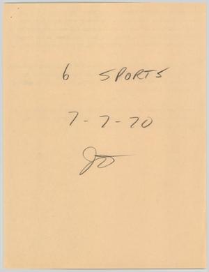 Primary view of object titled '[News Script: 6 pm sports]'.
