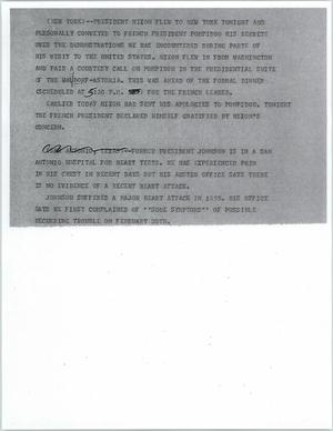 Primary view of object titled '[News Script: Presidential courtesy call]'.