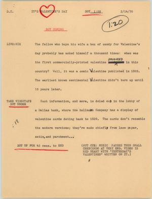 Primary view of object titled '[News Script: It's Valentine's Day]'.