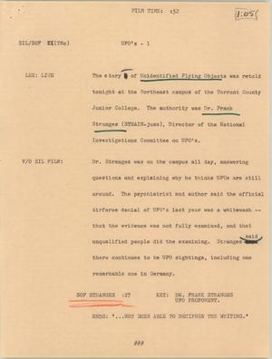 Primary view of object titled '[News Script: U.F.O. story]'.