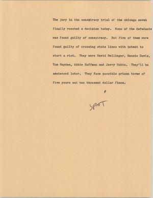 Primary view of object titled '[News Script: Chicago Seven trial]'.