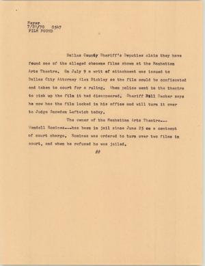 Primary view of object titled '[News Script: File found]'.