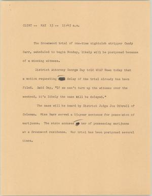 Primary view of object titled '[News Script:Barr Trial]'.