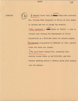 Primary view of object titled '[News Script: Rusty]'.