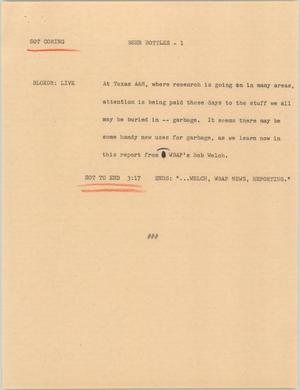 Primary view of object titled '[News Script: Beer bottles]'.