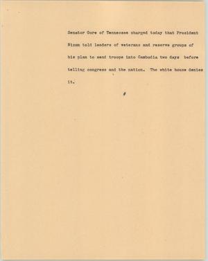 Primary view of object titled '[News Script: Conspiracies on Nixon]'.