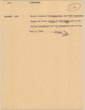 Primary view of object titled '[News Script: Vientanne]'.