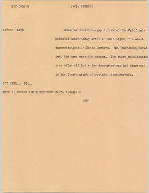 Primary view of object titled '[News Script: Santa Barbara]'.