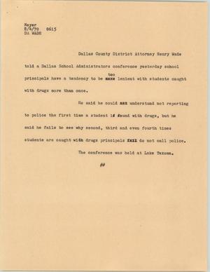 Primary view of object titled '[News Script: Dallas attorney Wade]'.