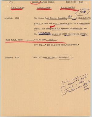 Primary view of object titled '[News Script: Post office]'.