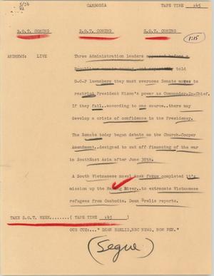 Primary view of object titled '[News Script: Senate moves to restrict Nixon]'.