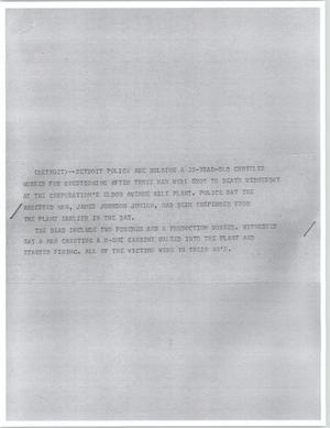 Primary view of object titled '[News Script: 3 men shot]'.