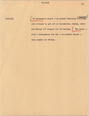 Primary view of object titled '[News Script: Hijack]'.