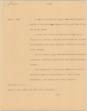 Primary view of object titled '[News Script: Tanker]'.