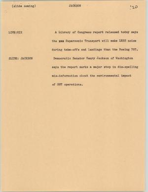 Primary view of object titled '[News Script: Jackson]'.