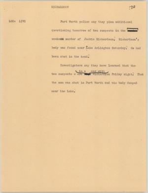 Primary view of object titled '[News Script: Richardson]'.