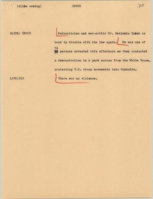 Primary view of object titled '[News Script: Spock]'.