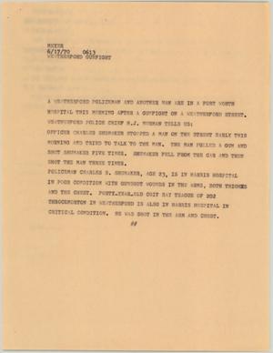 Primary view of object titled '[News Script: Weatherford gunfight]'.